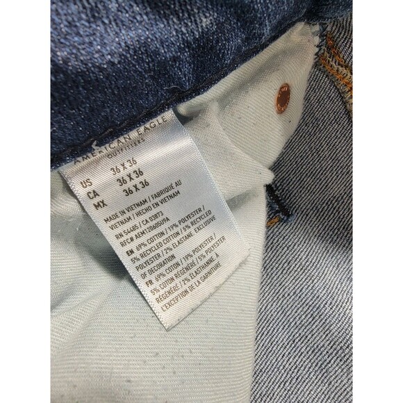 American Eagle Jeans Mens 36x36 (38x34) Athletic Straight Blue Mid Rise Stretch - Picture 10 of 14